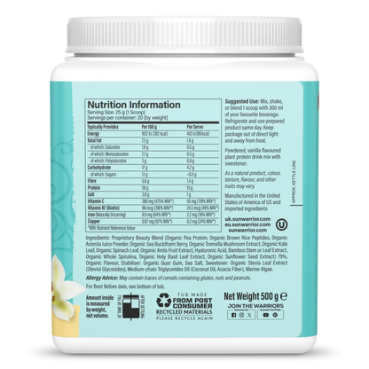 Vegan Collagen Protein Peptides Powder Tahitian Vanilla 20 Servings (500g)